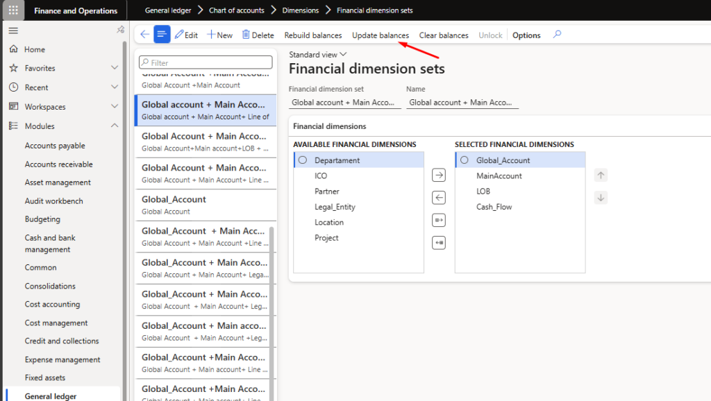 Update balances in D365F&O
