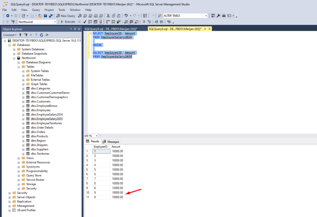 UNION in SQL Server