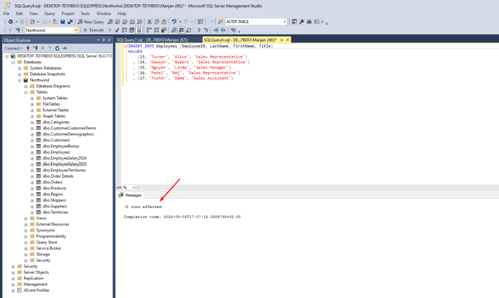 How to Insert 5 Records in SQL