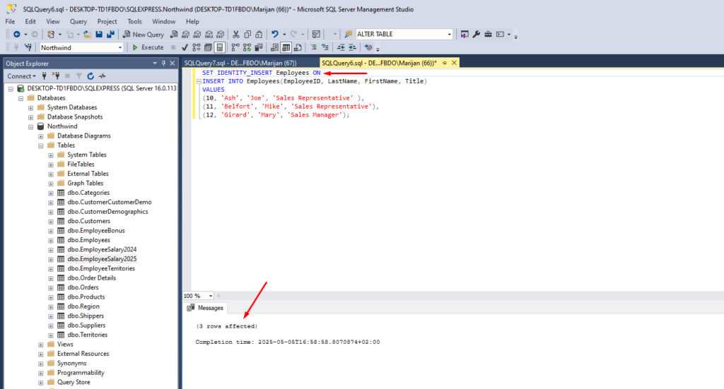 How to Insert Data in SQL Database