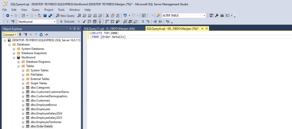 How to delete top 1000 in sql server