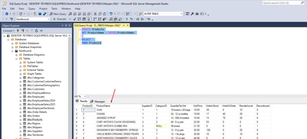 SQL UPDATE to Uppercase