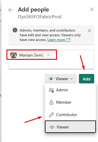 Fabric Workspace Add User