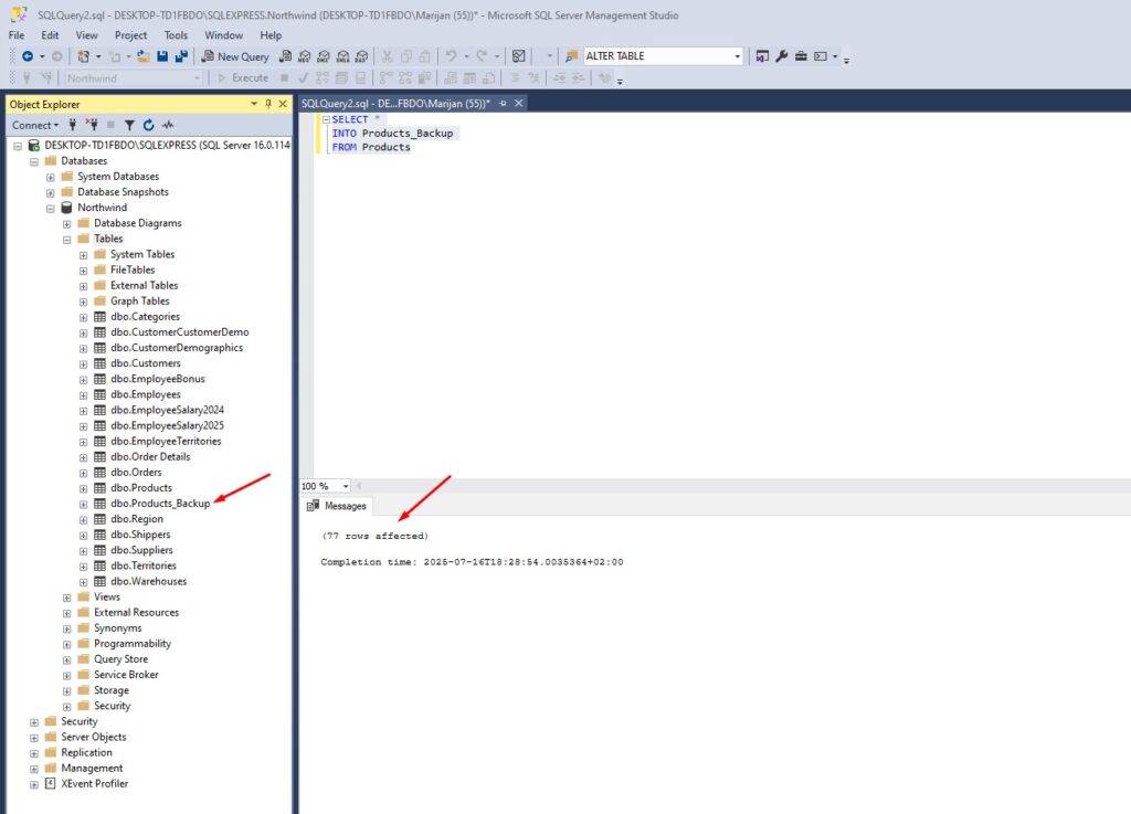 How to Create a Backup Table in SQL