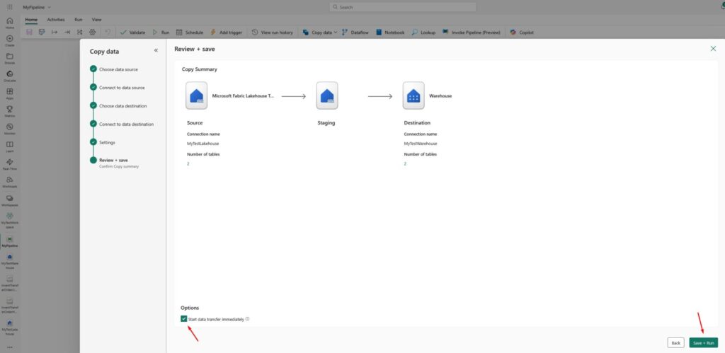 Microsoft Fabric Copy Data Run
