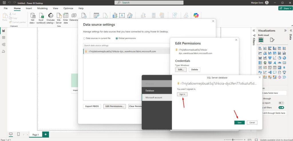 Power BI Desktop Microsoft Account