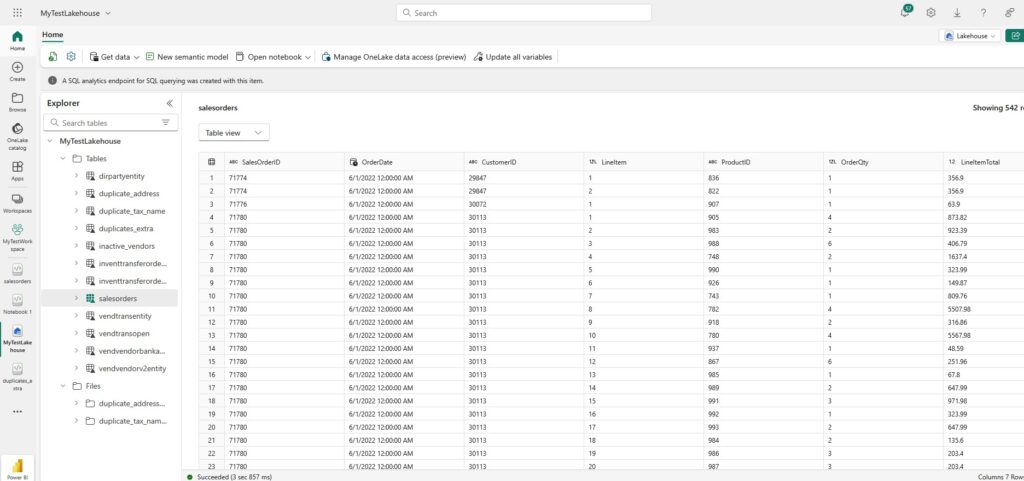 Microsoft Fabric Create Table from Excel