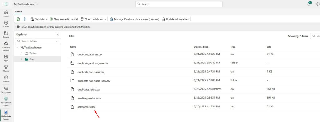 Microsoft Fabric Excel Import