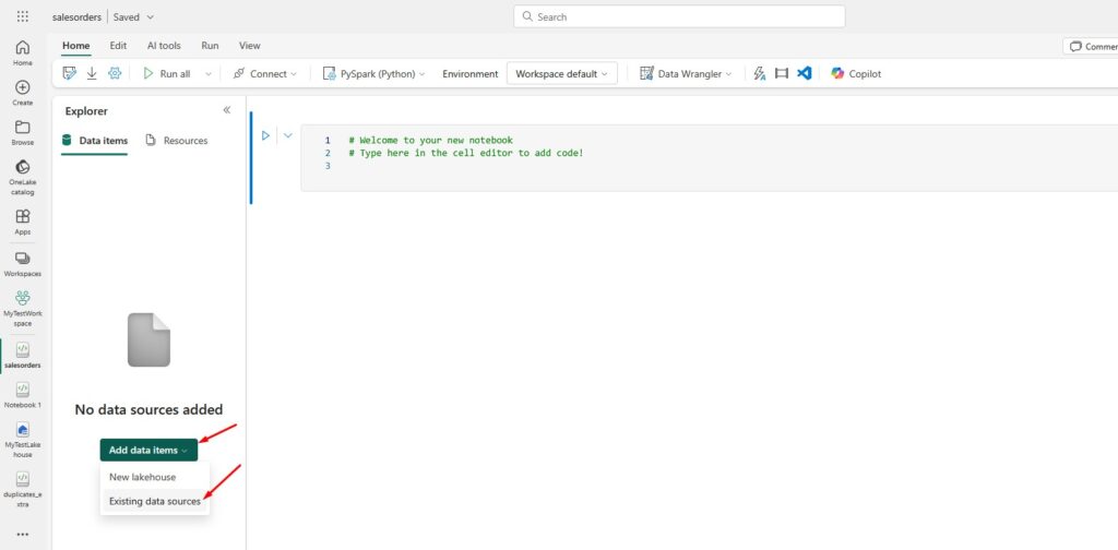 Microsoft Fabric Existing Data Sources