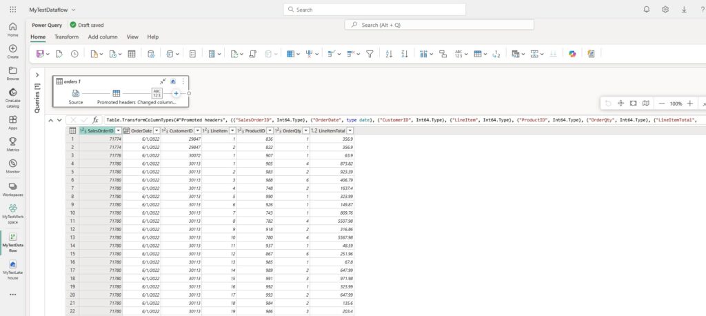 Microsoft Fabric Power Query Editor