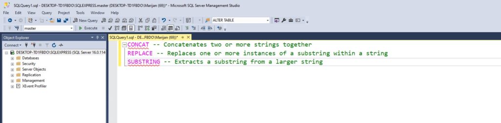 how to use string functions in sql