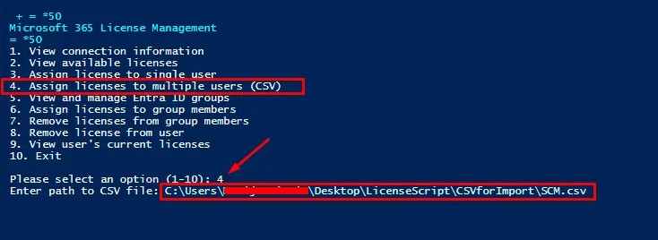 Assign licenses to multiple users