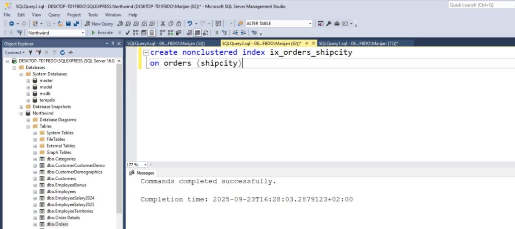 How to create index in SQL Server
