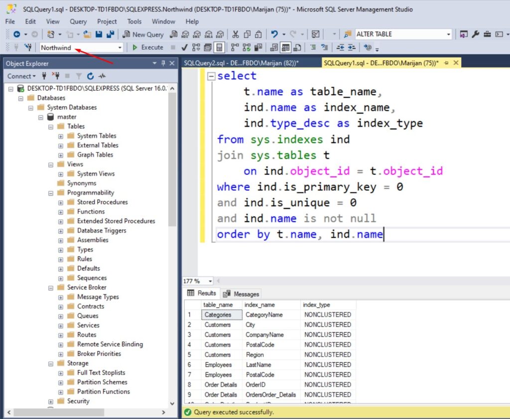 How to get list of indexes in SQL Server