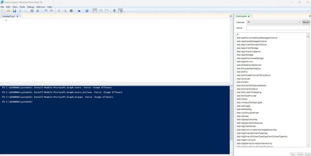 Install Microsoft Graph PowerShell SDK modules