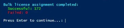 License assignment completed