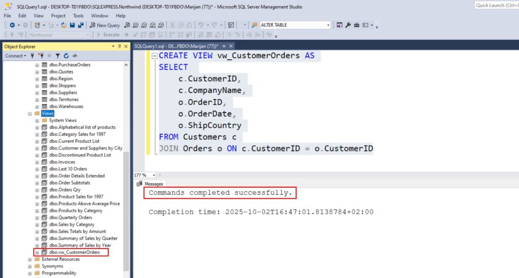 How to Create Views in SQL Server Management Studio