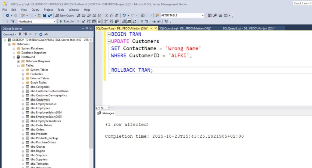 How to Rollback Transaction in SQL Server