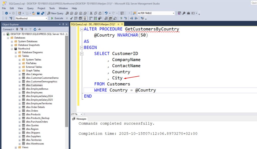 How to Update a Stored Procedure in SQL Server
