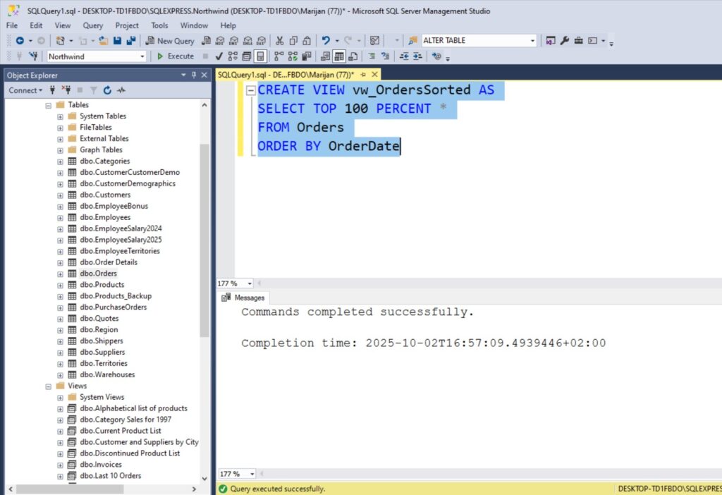 How to Use ORDER BY in View in SQL Server