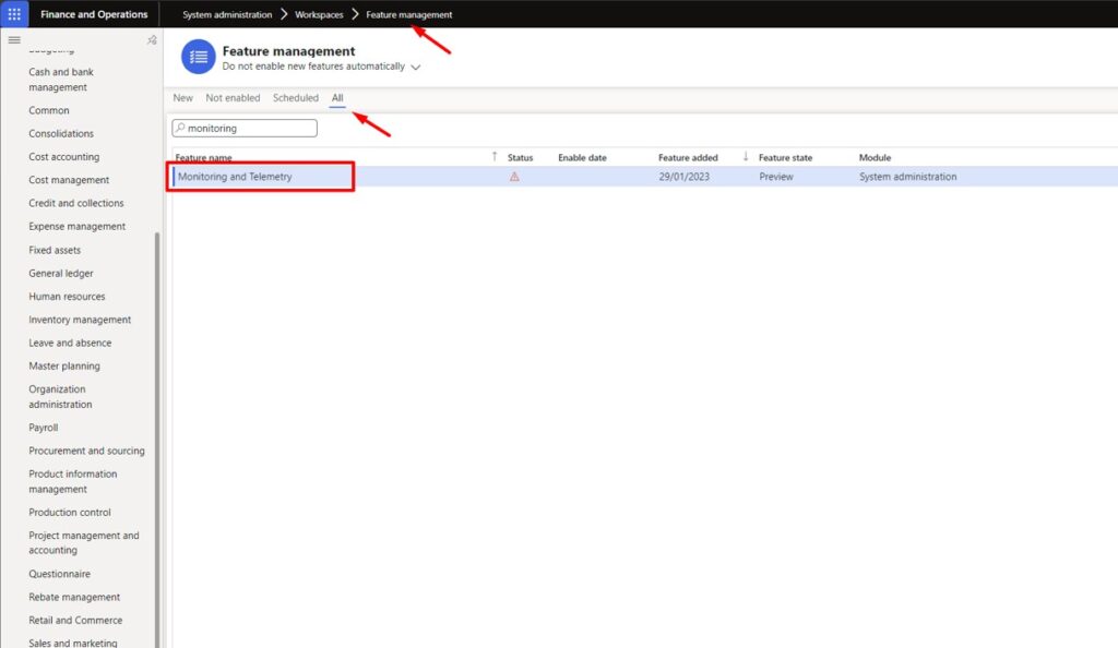 Monitoring and Telemetry Feature