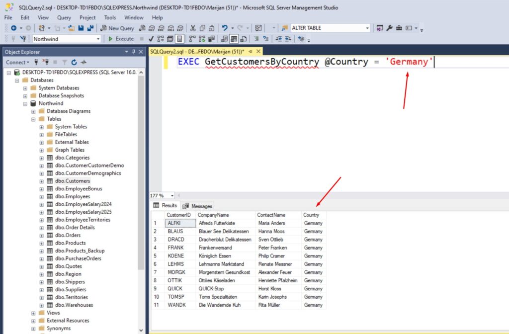 SQL Server Run Stored Procedure