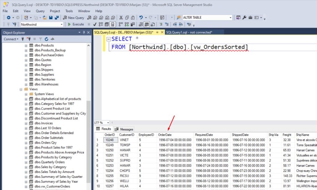 SQL Server View Order By