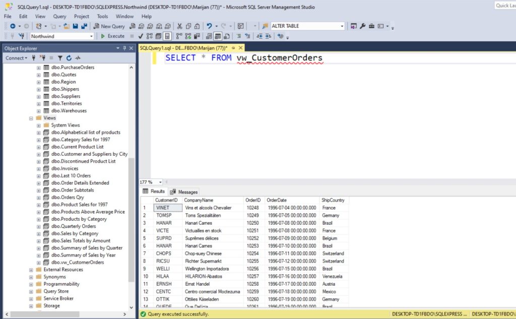 SQL Server views tutorial