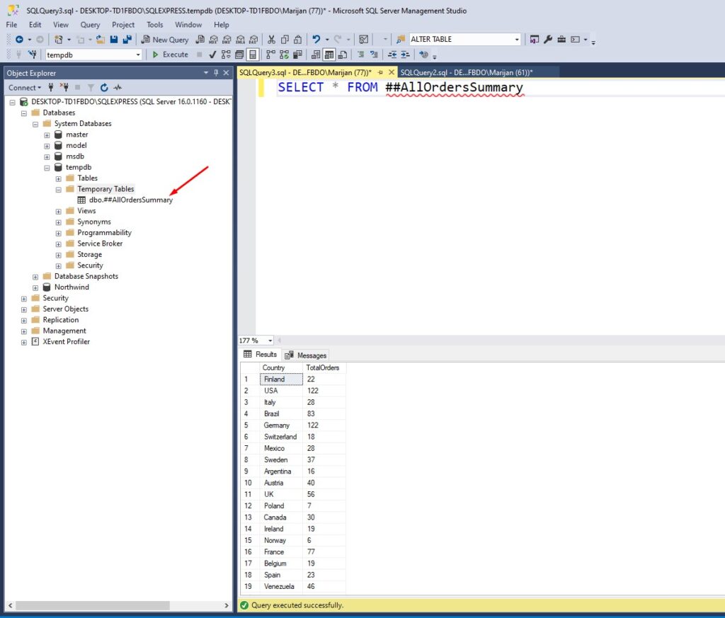 How Long do TEMP Tables Last in SQL Server