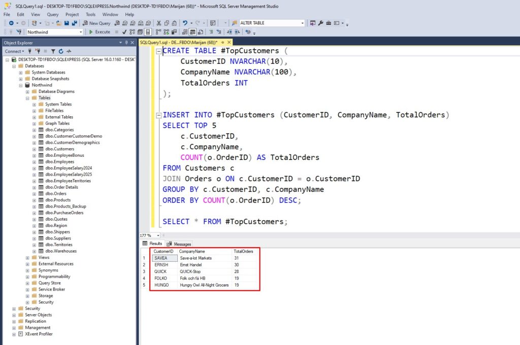 How to Create TEMP Tables in SQL Server