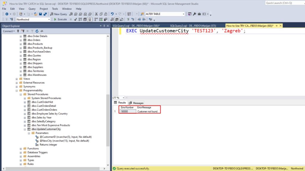 How to Use TRY CATCH in SQL Server Stored Procedure